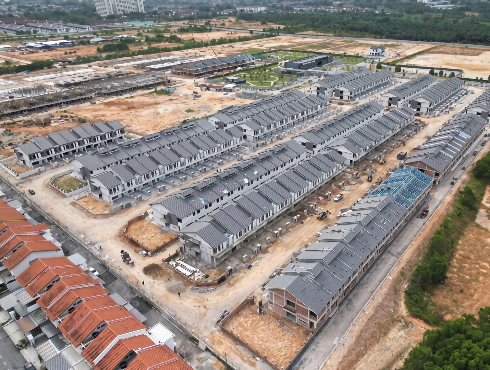 Undated aerial development imagery showing rows of homes at Taman Mutiara Maju